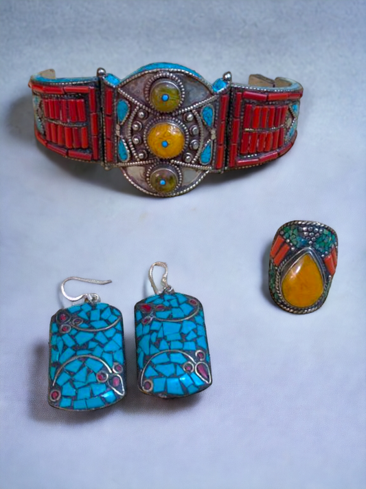 HANDMADE Tibetan Jewelry TRIBAL look set