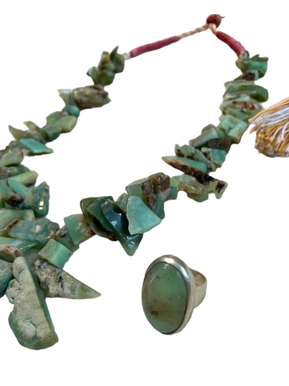 Tribal handmade Chrysoprase set