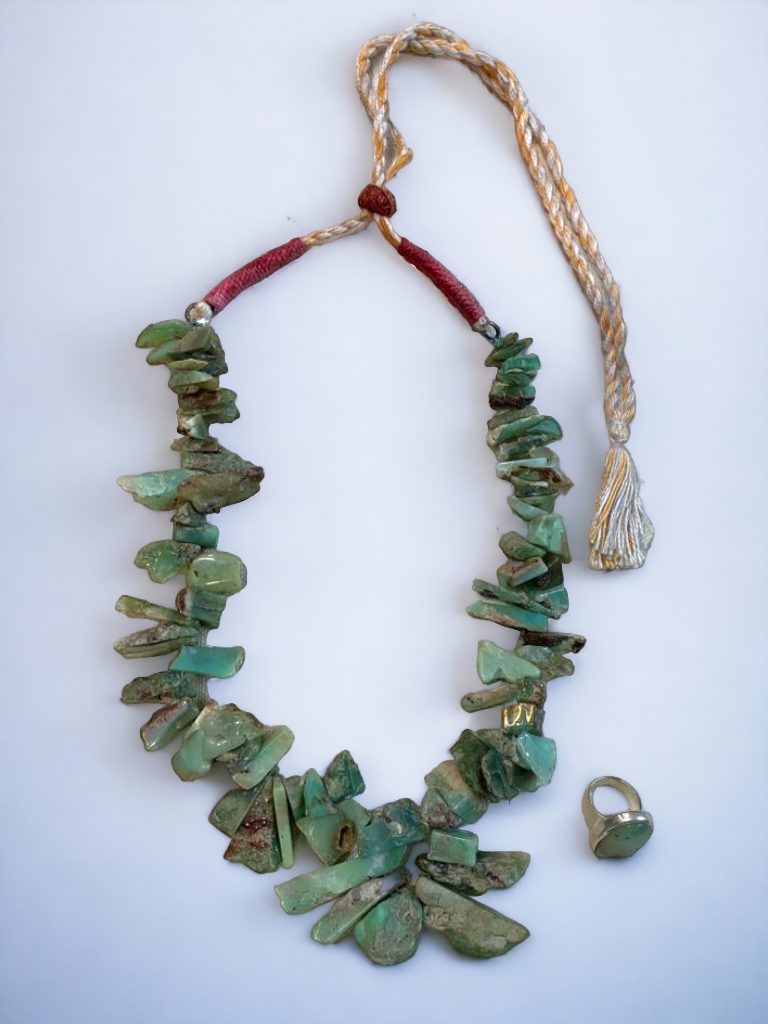 Tribal handmade Chrysoprase set