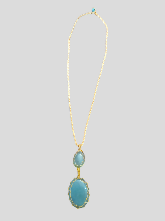 Chalcedony Handmade Necklace double stone