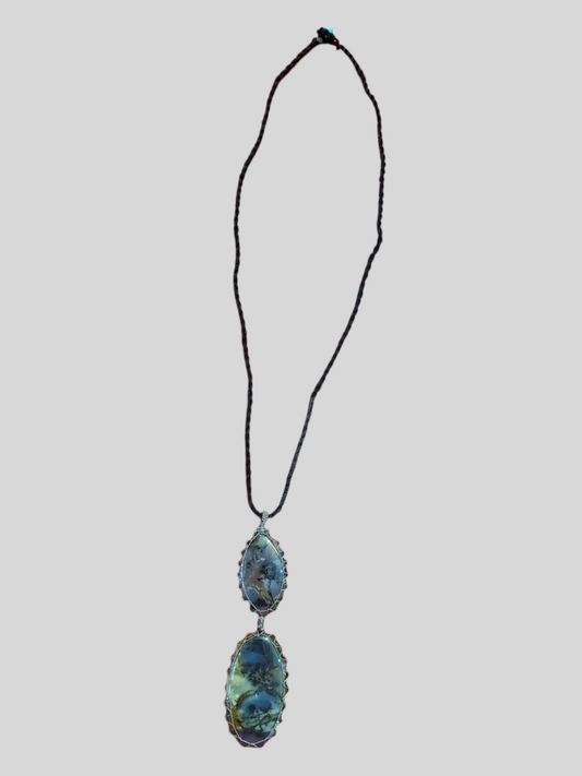 Handmade Abalone double stoned necklace