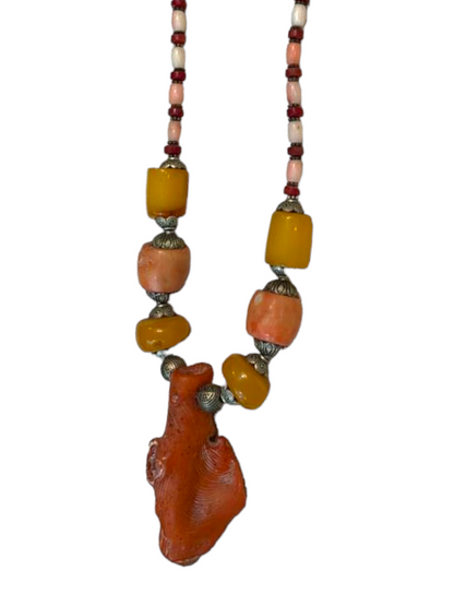 Gorgeous handmade Coral Necklace Tribal look