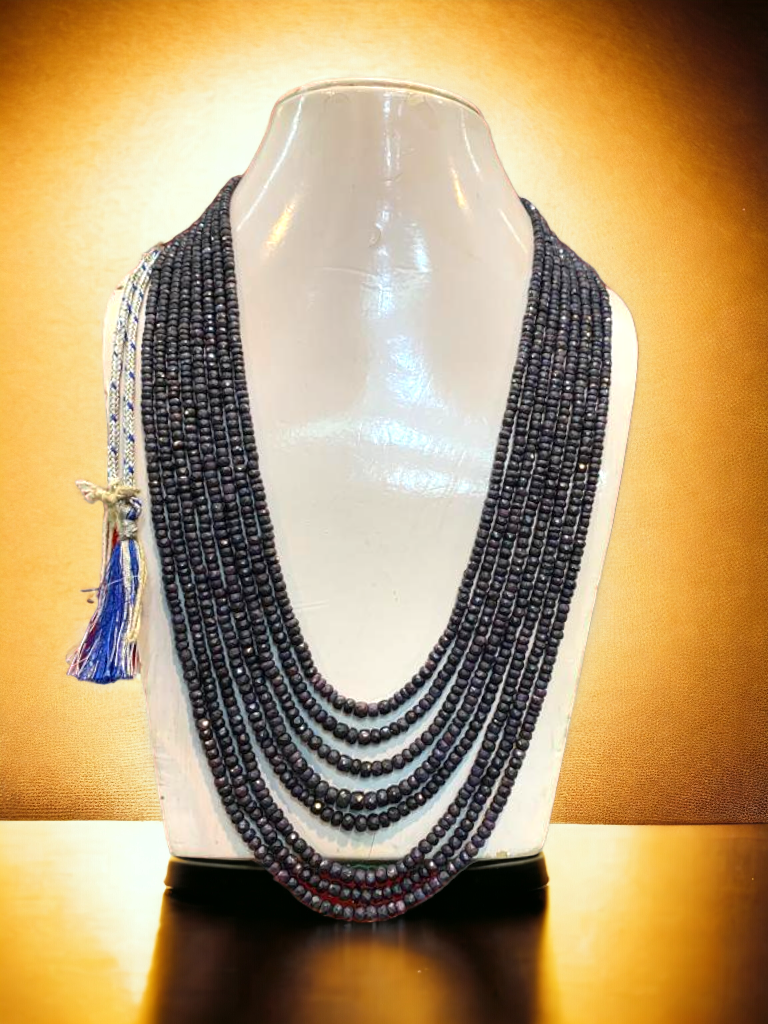 Deep Blue Sapphire Necklace 8 Strand