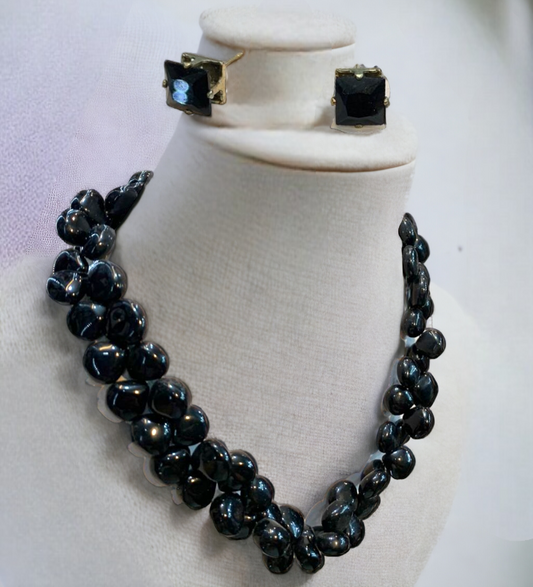 Onyx Necklace & Studs