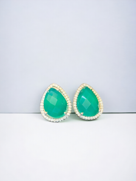 Handmade Emerald teardrop earrings