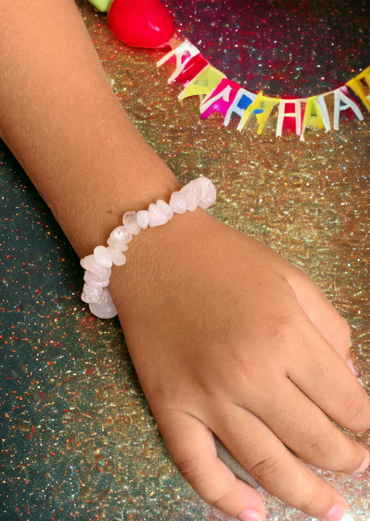 Rose Quartz (rough cuts) Bracelet for little wrists