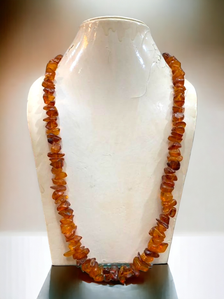 Amber rough-cut HANDMADE necklace