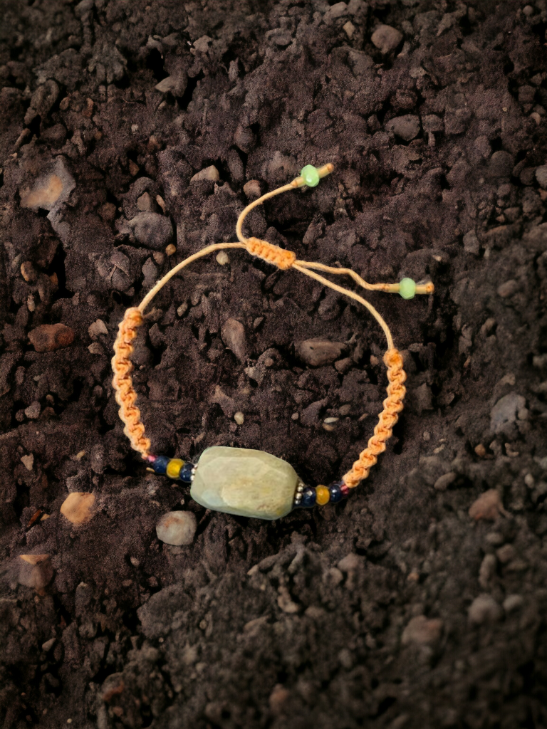 Prehnite with Sapphire and Ruby bracelet for little wrists