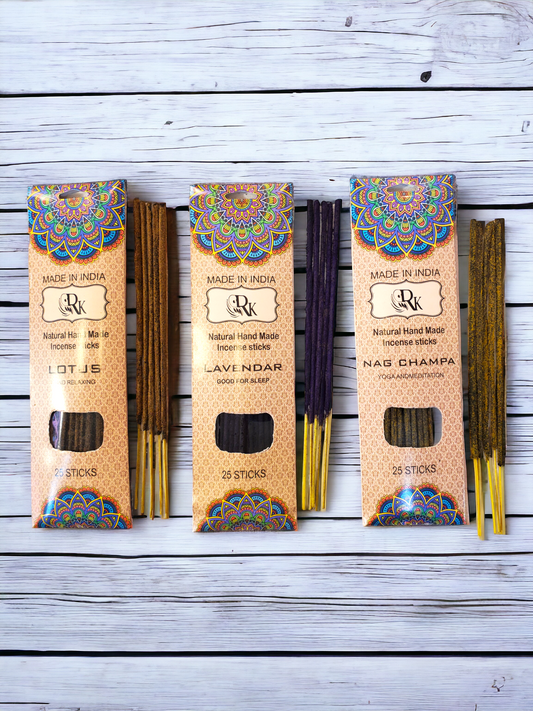 Tri-pack Hand-rolled NATURAL incense toxin-free for Meditation & Sleep