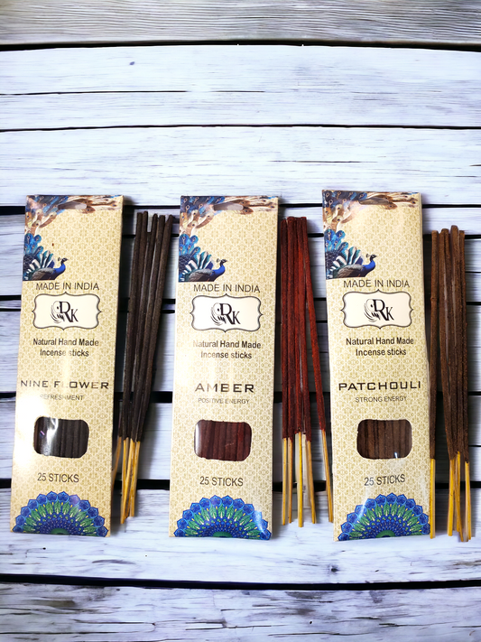 Tri-pack Hand-rolled NATURAL incense toxin-free for Energy Hygiene & Freshness