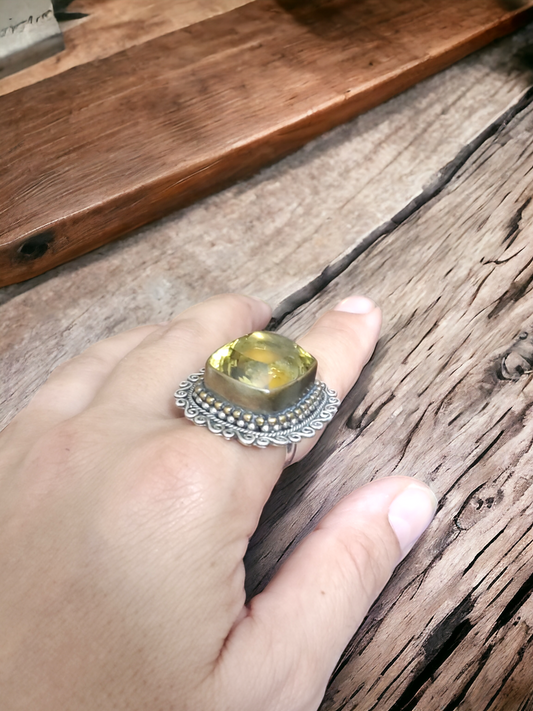 Lemon Topaz Handmade Silver ring