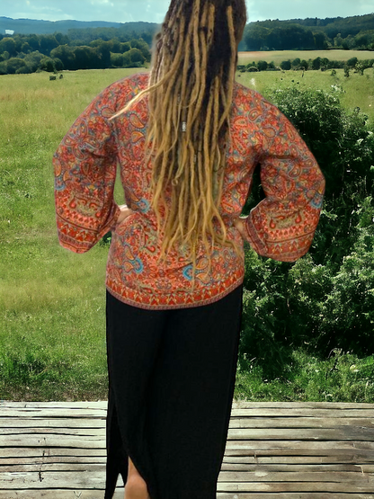 Red Short Kimono - Recycled/ Cruelty-free material