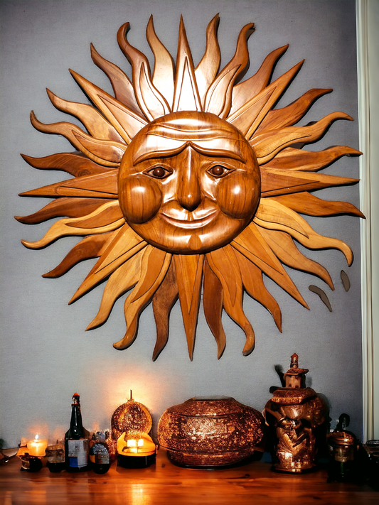 Wooden sun carving HANDMADE