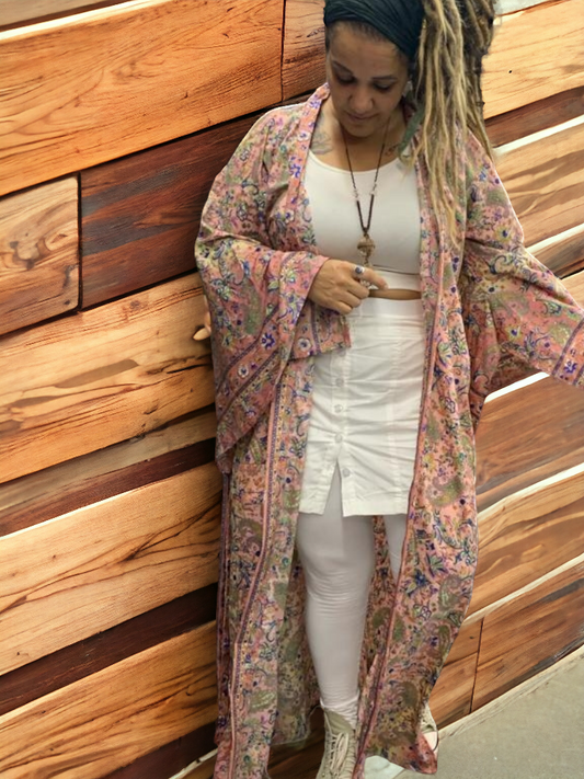 Pink Kimono Recycled/cruelty-free material