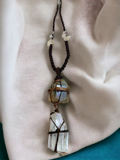 Double power Copper & Tibetan Quartz Necklace