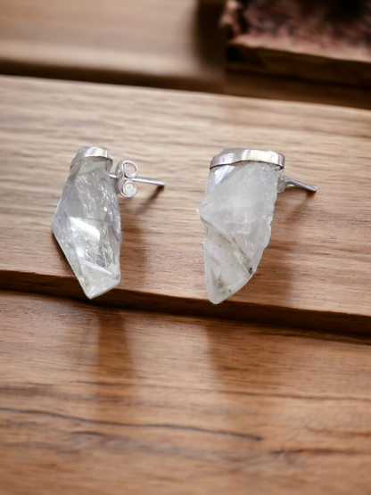 Rough Quartz earrings on Sterling Silver