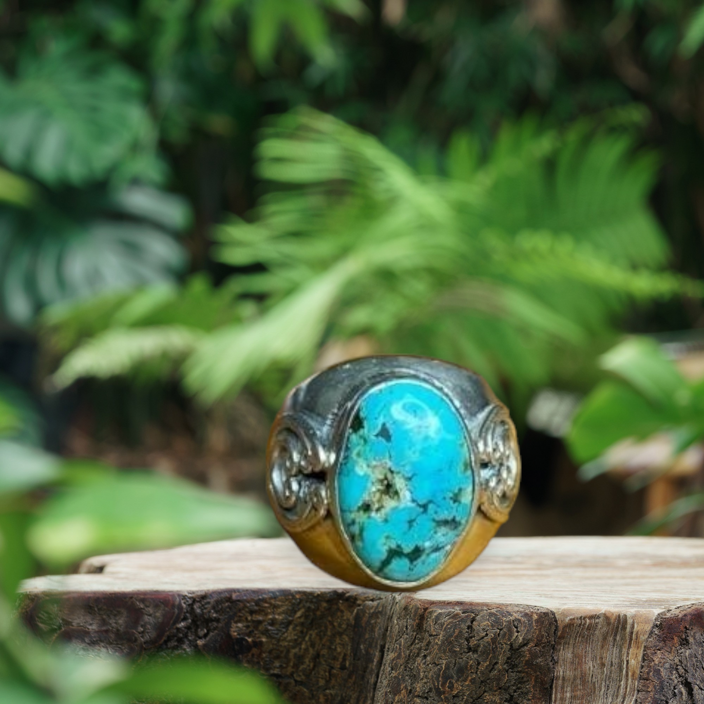 Solid Handcrafted Turquoise Silver Ring
