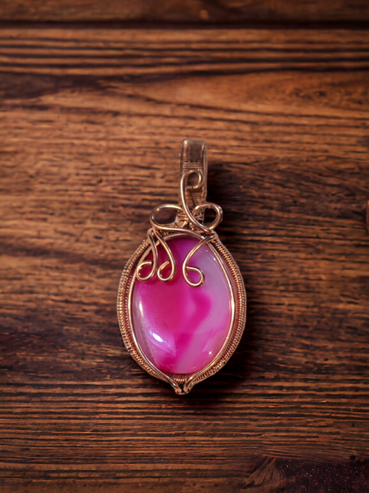 Pink Onyx Copper pendant